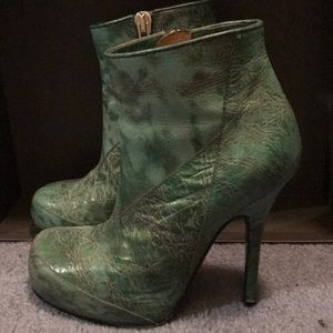 Rick Owens textured leather ankle boots.